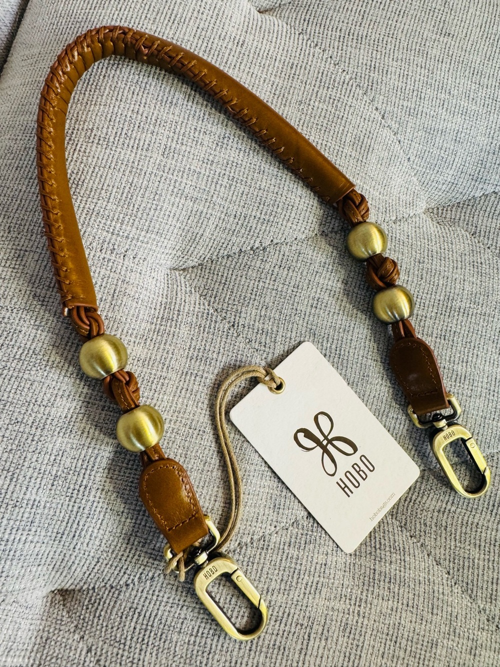 HOBO Tamborine Strap Truffle - Replacement Bag Strap Leather with Brass Hardware